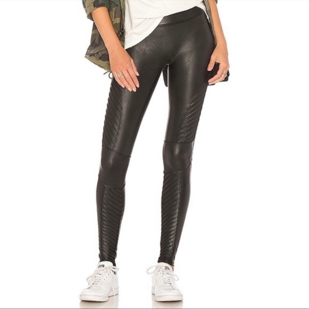 Spanx black faux leather Moto leggings - Picture 1 of 6